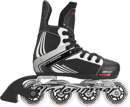Miniatura 3 de Bladerunner by Rollerblade Dynamo Jr - Patines en línea de hockey ajustables, color negro y rojo, patines en línea
