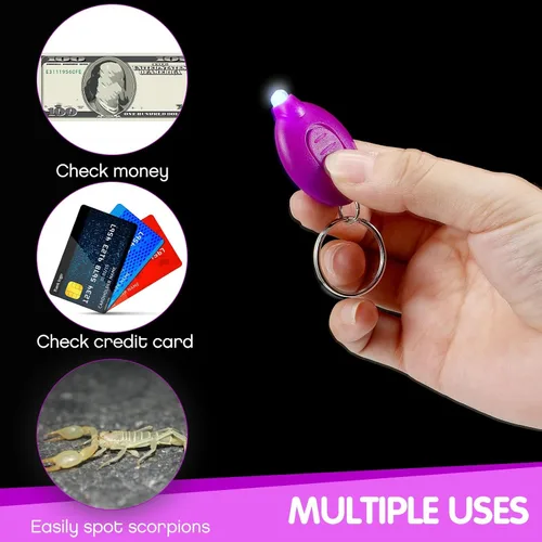 Miniatura 4 de 50 mini llavero UV LED linterna 395nm luz UV llavero luz negra linterna portátil llavero UV linterna linterna para mascotas orina pasaporte tarjeta