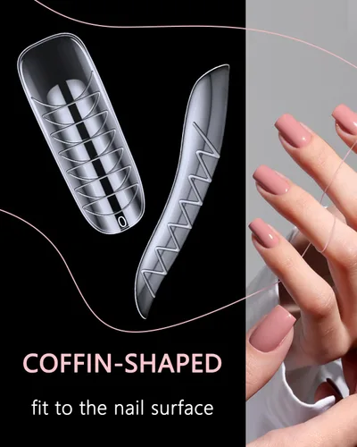 Miniatura 4 de MORGLES - 144 formas de uñas, 2 tamaños de gel de extensión de polietileno de doble forma, extensión de uñas de ataúd con moldes en forma de aguja