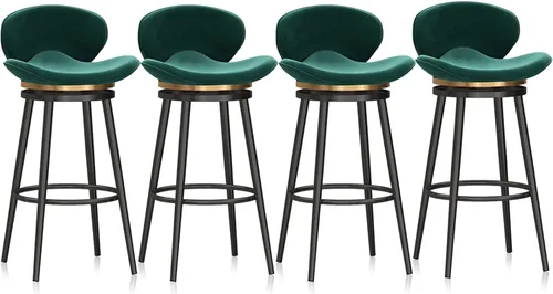 Miniatura 22 de Taburete de bar moderno con Patas de Metal Negro, giratorio de 360 grados, cómodo y tapizado, ideal para el hogar, bar, cocina, isla, comedor o Pub
