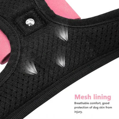 Miniatura 5 de Beirui Arnés para perro con diamantes de imitación, chaleco reflectante de nailon brillante con pajarita brillante para perros pequeños, medianos