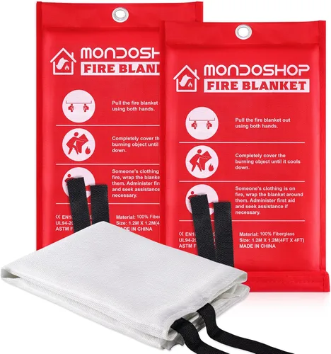 Miniatura 13 de Mondoshop Manta Ignífuga de Silicona para el Hogar - 40"x40" Mantas de Emergencia contra Incendios para Cocina, Mantas Ignífugas para Automóvil
