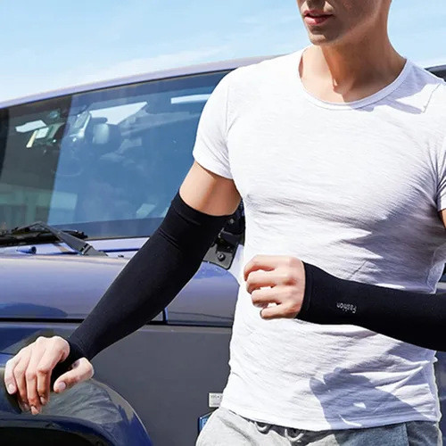 Miniatura 6 de Mangas de protección solar UV para hombres y mujeres – UPF 50 deportes compresión manga enfriamiento tatuaje cubierta mangas brazo mangas, Negro B