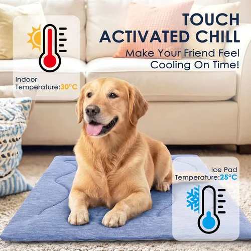 Miniatura 5 de ASENKU Tapete refrescante para perros, portátil y duradero, absorción física del calor, cama refrescante antideslizante y transpirable de verano Azul