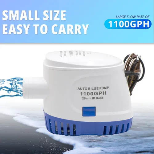 Miniatura 2 de Bomba de agua automática de 1100 GPH, bomba de sentina de 12 V, equipada con interruptor flotante interno, adecuada para submarinos, charcos