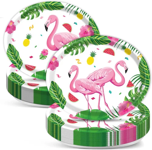 Miniatura 14 de 50 platos de papel ovalados de guinga rojo y verde de Navidad grandes de 11 pulgadas, desechables, decoraciones de fiesta temática de Navidad