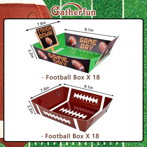 Miniatura 2 de Kit de suministros para fiesta de fútbol de Gatherfun para 36: Platos grandes de comida de fútbol, tazones desechables, bandejas de comida - Ideal