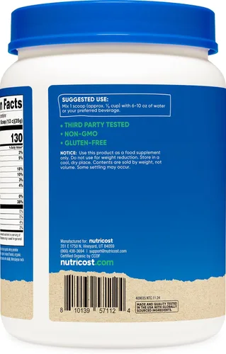 Miniatura 4 de Nutricost Concentrado de proteína de suero orgánico, sabor a mantequilla de maní de chocolate, (1 libra), sin gluten, sin OMG