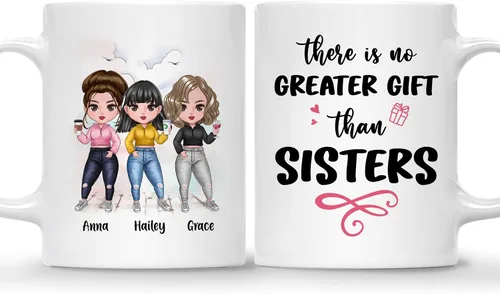 Miniatura 25 de GOSSBY Taza personalizada (2 Sisters) ¡Aparentemente somos problemas cuando estamos juntos, quién sabía! Taza personalizada para mejor amiga
