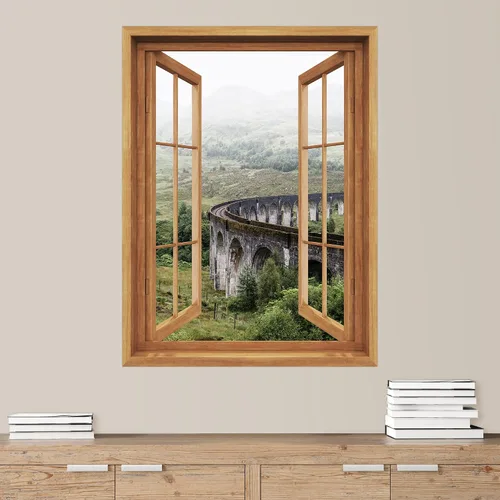 Miniatura 34 de SIGNWIN Adhesivo mural removible para pared, atardecer cielo naranja, otoño, bosque, árbol, paisaje, naturaleza, arte fino, rústico, paisaje