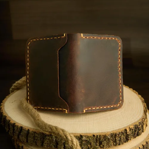 Miniatura 6 de Cartera de cuero hecha a mano, billetera de cuero minimalista, billetera plegable, billetera de bolsillo frontal, tarjetero de cuero hecho a mano