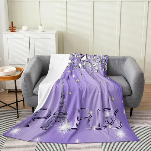 Miniatura 9 de Erosebridal Manta romántica de la Torre Eiffel de 40 x 50 pulgadas, manta romántica de vellón de la torre de París para adolescentes y adultos