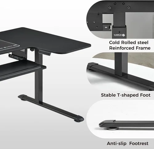 Miniatura 7 de EUREKA ERGONOMIC Escritorio eléctrico de pie en forma de L de 55 pulgadas, escritorio para juegos de computadora de altura ajustable con bandeja