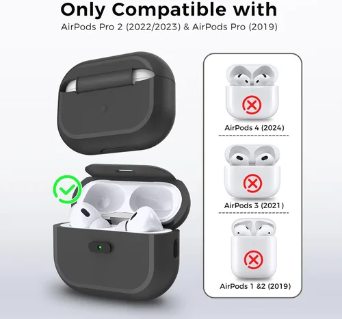 Miniatura 2 de TRONWIN Funda para AirPods Pro 2, [con bloqueo] Funda para AirPods Pro de una pieza (2ª/1ª generación), funda protectora completa de silicona suave