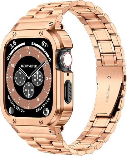 Miniatura 9 de MioHHR - Correa de acero inoxidable para reloj con estuche compatible con Apple Watch Series 6 5 4 SE3/2/1 (44 mm) Series 3/2/1 (42 mm), correa