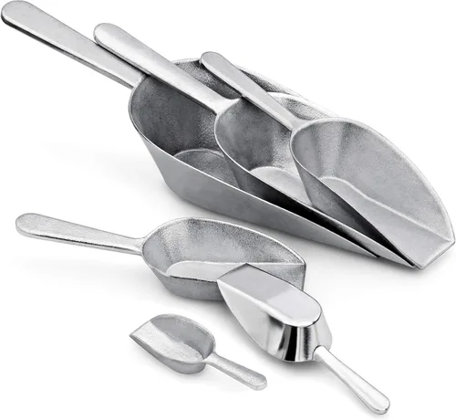 Miniatura 6 de New Star Foodservice 34622 Cuchara de utilidad de fondo plano de aluminio fundido, 1 oz, tamaño extra pequeño, plateado (solo lavado a mano)