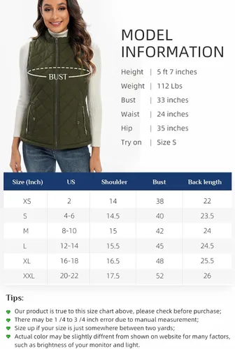 Miniatura 4 de Xeoxarel Chaleco acolchado para mujer, chaqueta acolchada sin mangas (XS-XXL)