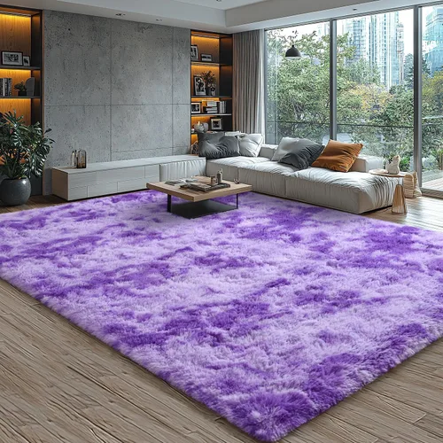 Miniatura 128 de EVOIONOS - Alfombra redonda gris para dormitorio, 5x5 pies; alfombras circulares suaves y esponjosas para sala de estar, alfombras de felpa peludas