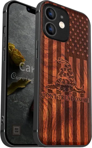 Miniatura 13 de Carveit Funda magnética de madera para iPhone 12 [madera real dura y TPU suave] a prueba de golpes, funda de madera única y elegante compatible