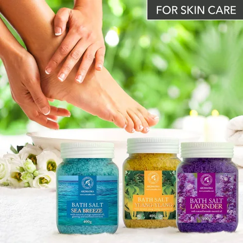 Miniatura 8 de Juego de sales de baño de 42 onzas - Lavanda - brisa marina - Ylang-Ylang - Aceite esencial 100% natural - Lo mejor para un buen sueño - Alivio