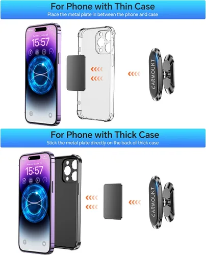 Miniatura 6 de 【Paquete de 2】Soporte magnético para teléfono para automóvil【Super imanes】Soporte magnético para teléfono Carmount 2.0 【Rotación de 360°】Soporte