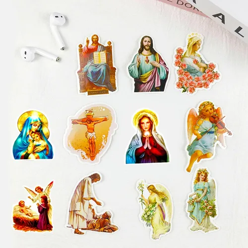 Miniatura 7 de Calcomanías católicas religiosas, paquete de calcomanías de fe y cruz de la Biblia religiosa, regalos para adultos, adolescentes y niños, 60 Jesús a