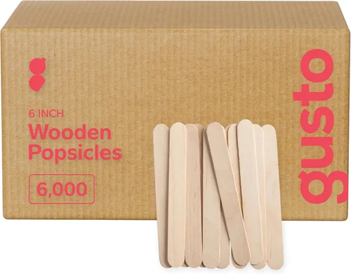 Miniatura 8 de Gusto [1000 unidades] Palitos de madera multiusos jumbo de 6 pulgadas, palitos de manualidades para hielo, helado, encerado, palitos de madera