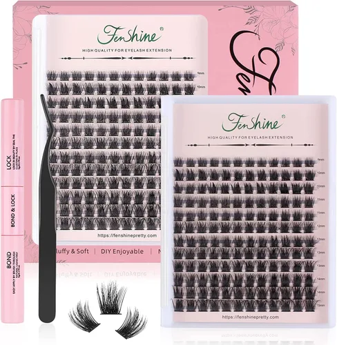 Miniatura 8 de Extensiones de pestañas en racimo, 144 pestañas individuales con tallo ancho, rizo D, longitud de 0.472 in, pestañas postizas individuales suaves