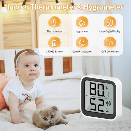 Miniatura 2 de NOKLEAD Termómetro Medidor de Humedad Interior Mini Higrómetro Monitor Dispositivo de Medición de Temperatura de Habitación con Icono de Cara