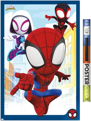 Miniatura 17 de Marvel Spidey and His Amazing Friends - Póster de pared grupal, 22.4 pulgadas de largo x 14.7 pulgadas de ancho, versión enmarcada de madera
