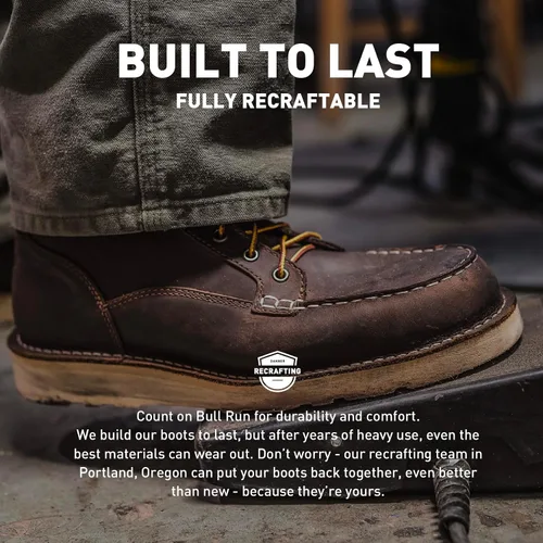 Miniatura 5 de Danner Botas de trabajo Bull Run de 6 pulgadas con punta de acero para hombre, cuero aceitado de grano completo con suela de cuña antideslizante