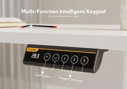 Miniatura 9 de Claiks Escritorio Eléctrico de Pie Ajustable, Escritorio de Altura Ajustable para Sentarse y Pararse, Escritorio de Oficina en Casa de 55x24 Blanco