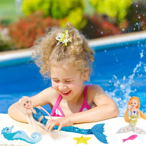 Miniatura 5 de BETTINA Muñeca Princesa Sirena con Muñeca Sirena Pequeña y Set de Juego de Caballito de Mar Regalos de Sirena para Niñas Juguetes de Sirena