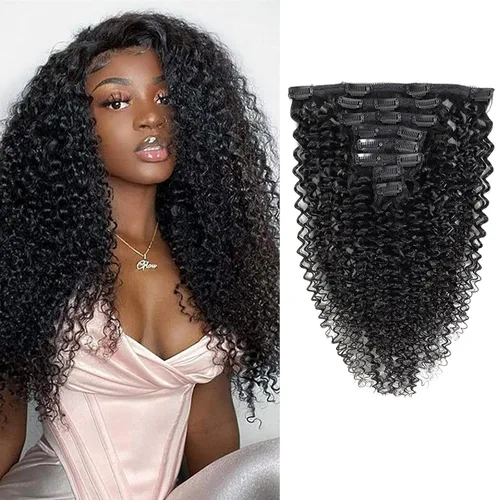 Miniatura 17 de Extensiones de cabello ondulado con clip, rizado natural, 100% cabello humano brasileño sin procesar, para mujeres negras (12 pulgadas)