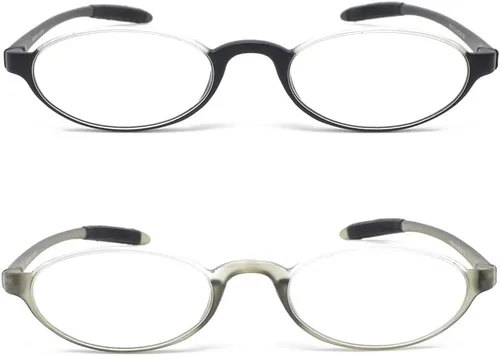 Miniatura 3 de Lentes de lectura flexibles, ligeros, delgados y elegantes, marco redondo de media luna, aumento elegante para hombres y mujeres