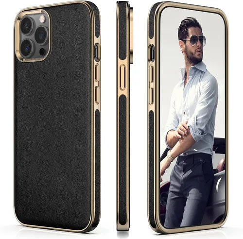 Miniatura 19 de LOHASIC Funda para iPhone 12 y iPhone 12 Pro - Fundas para teléfono i Phone 12 con borde cromado delgado, fundas de cuero de diseño suave, funda