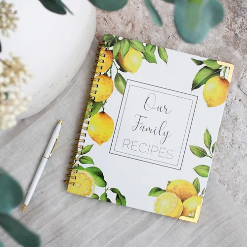 Miniatura 3 de Libros de recetas para escribir en tus propias recetas, paquete de 2 (limón y floral), diarios de recetas familiares para crear tus propios libros