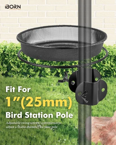 Miniatura 6 de iBorn Estación de Comederos para Pájaros Bandeja de Malla y Anillo para Soporte de Poste de 1", Accesorio Exterior para Comederos de Colibríes