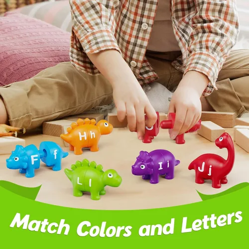 Miniatura 2 de Aizweb Juguetes de aprendizaje del alfabeto, juego de letras a juego de clasificación de colores de dinosaurios para niños pequeños, actividades