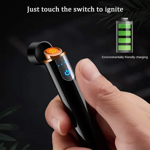 Miniatura 5 de Encendedor electrónico, fresco y eléctrico, recargable por USB, encendido táctil, resistente al viento, sin llama, ligero, plasma con indicador