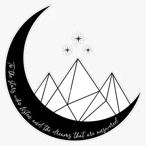 Night Court Insignia and Quote: to The Stars Who Listen Acotar - Adhesivo de vinilo para parachoques de 5 pulgadas