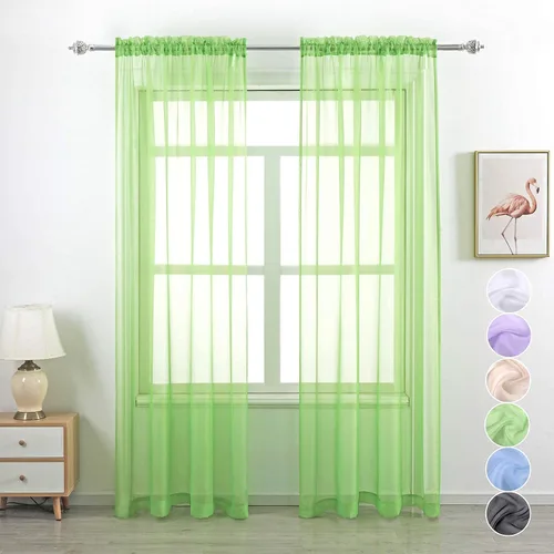 Miniatura 20 de GYROHOME Cortina de gasa transparente con bolsillo para barra, filtro de luz solar, protege la privacidad de poliéster transparente para sala