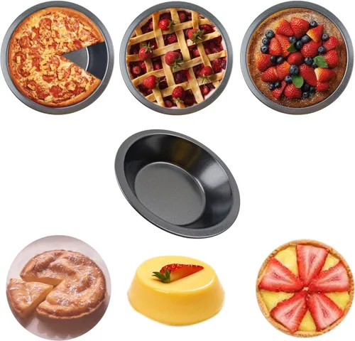 Miniatura 3 de Mini moldes para tartas de 5 pulgadas, 4 piezas pequeñas redondas de acero al carbono, juego de utensilios para hornear pasteles, corteza, tartas