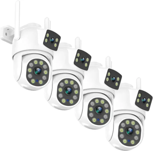 EVERSECU Cámara de seguridad PTZ WiFi de 6 MP con enlace de doble lente para exteriores, vista de 360°, seguimiento automático, detección de