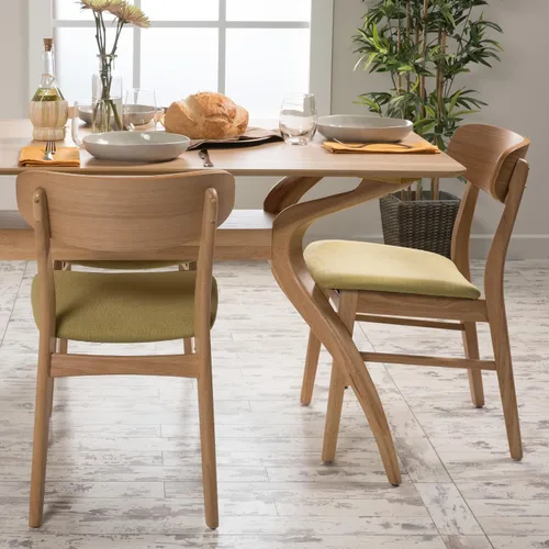 Miniatura 2 de Christopher Knight Home Lucious - Sillas de comedor con acabado de roble y tela, juego de 2 piezas, té verde