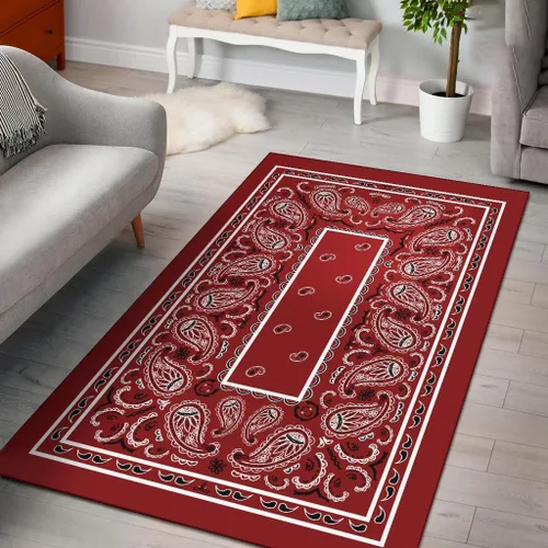 Miniatura 12 de Alfombra de área personalizada, color rojo y dorado, alfombra de área moderna, alfombra de área de 3 x 5 pies, patrón de bandana negra, alfombra
