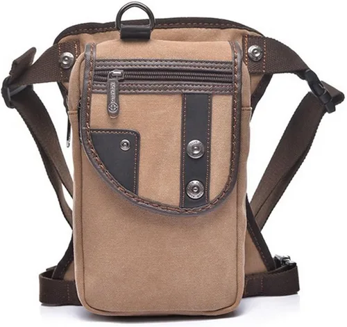 Miniatura 15 de Canvas Drop Leg Bag Outdoor Waist Pack for Men Women Tactical Military Motorcycle Bike Cycling Multi-Pocket Waist Fanny Pouch Travel Hiking Climbing