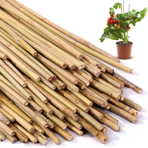 Miniatura 10 de Suclain Juego de 100 estacas de bambú para plantas trepadoras, estacas de bambú resistentes para plantas trepadoras, tomates, frijoles, flores