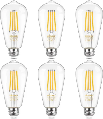 Miniatura 10 de DiCUNO Bombillas Edison regulables equivalentes a 100 W, bombilla LED Edison, blanco cálido 2700 K, 10 W, 1200 lm, filamento vintage ST64 para baño
