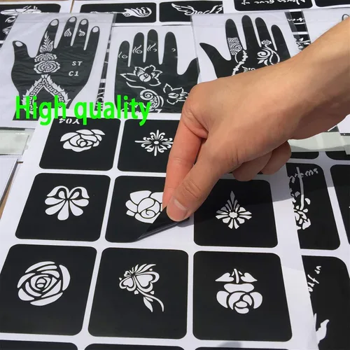 Miniatura 6 de Plantillas de tatuaje de henna, 138 piezas, 24 hojas de plantillas de tatuaje para aerógrafo, kit de plantillas de tatuaje reutilizables